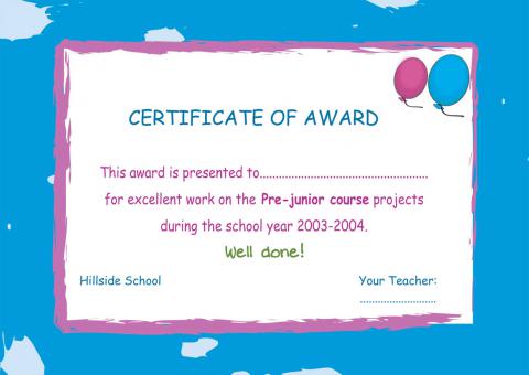 Pre Juniors Courses Award